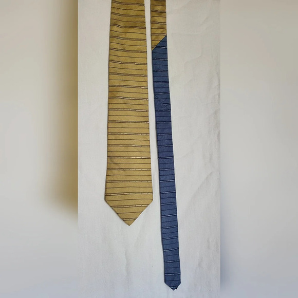 Tommy Hilfiger Preppy Blue Yellow 100% Silk Stripe‎ Vintage Career Tie Academia - Picture 5 of 5